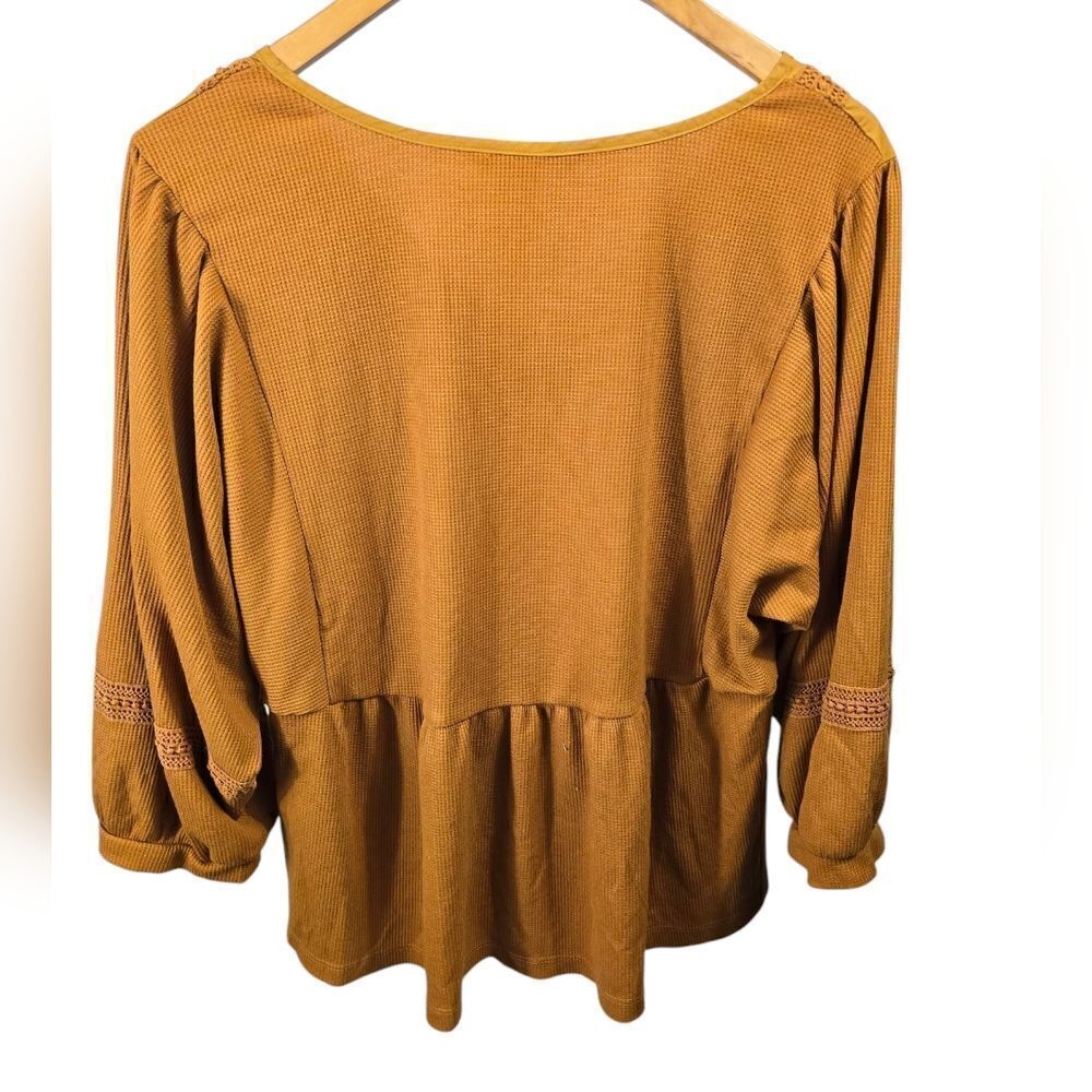 Zac & Rachel Yellow Puff Sleeve Ruched Blouse - Picture 3 of 7